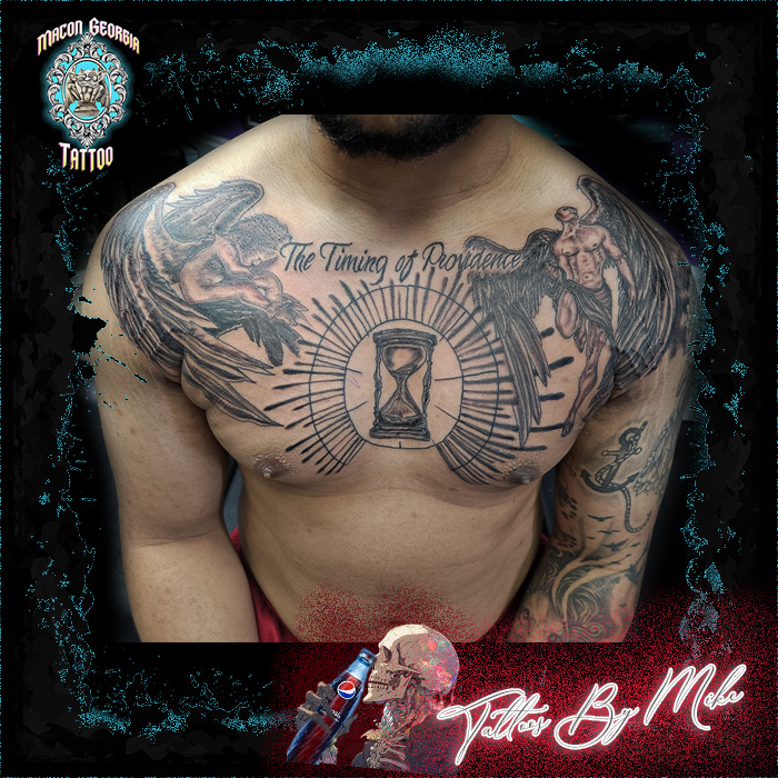 macon georgia tattoo -chest angel