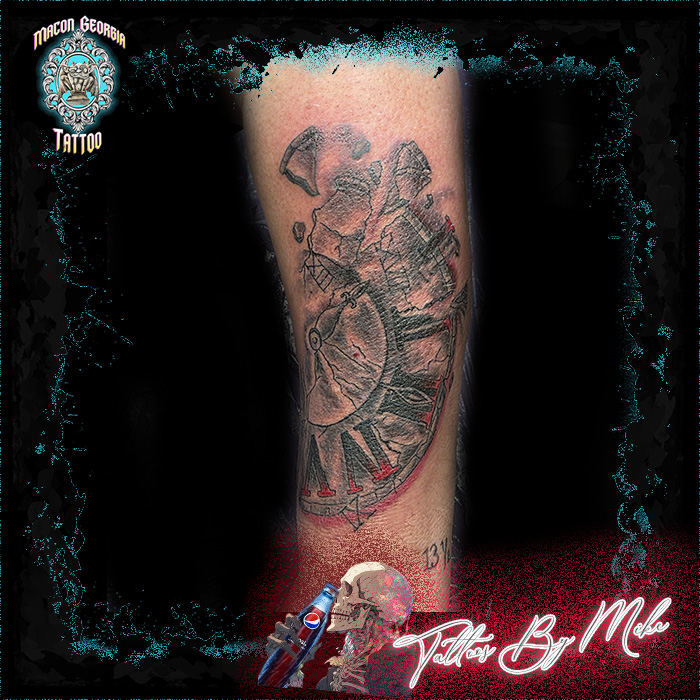 macon georgia tattoo - clock