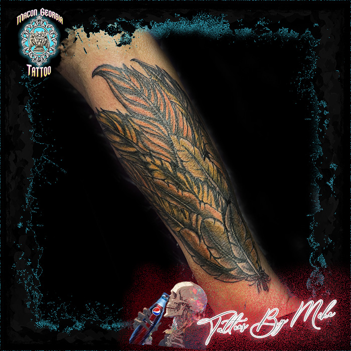 macon georgia tattoo - feathers