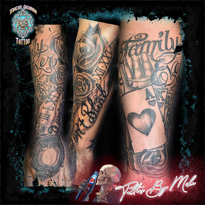 macon georgia tattoo -lower arm sleeve family