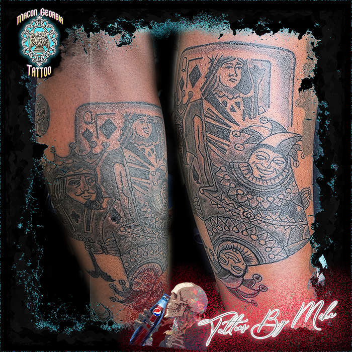 macon georgia tattoo - playing cards